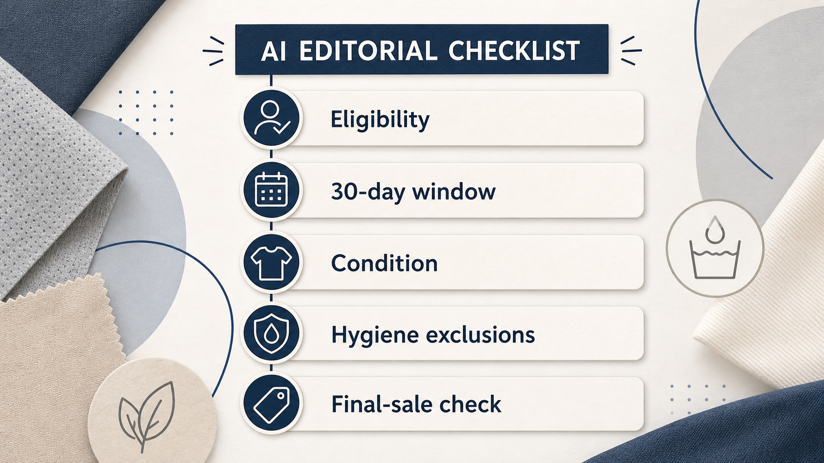 Make the policy-based checkout and return-risk checks scannable without implying universal eligibility